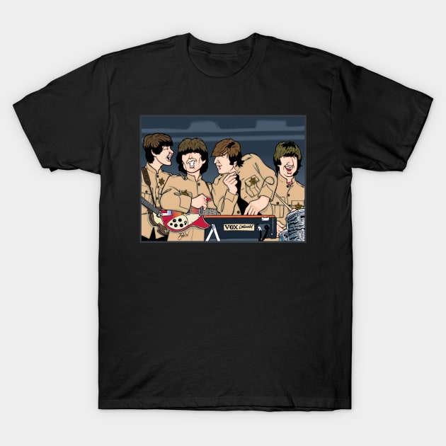 The Beatles at Shea T-Shirt by Parisi Studios